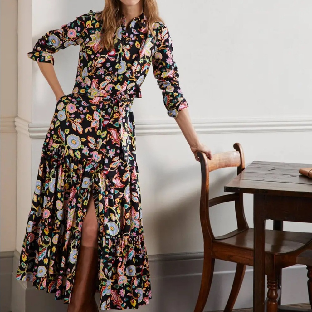 Boden Floral Maxi Dress - Black and Multicolor